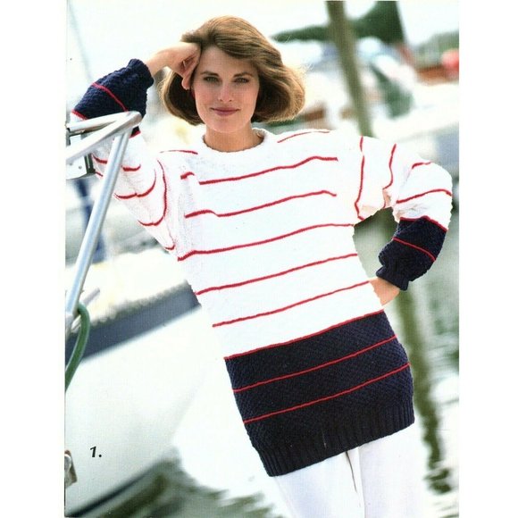 Susan Bates Nautical Knits Patterns for 4 Nautical Theme Sweaters Vintage - Picture 4 of 4